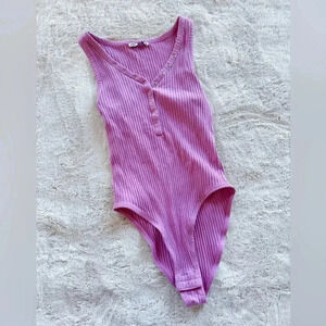 Zara Ribbed Pink Bodysuit size M